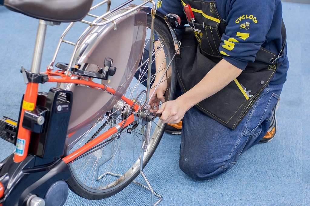 自転車のリアホイールの固定