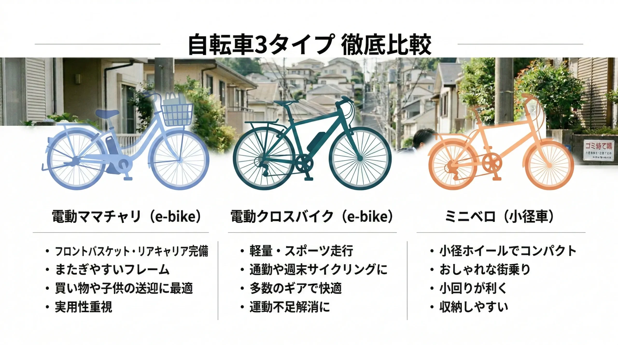 自転車通勤におすすめの電動自転車タイプ