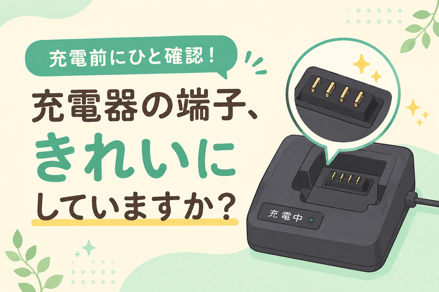 意外と見落としがち？充電器の端子をチェック！